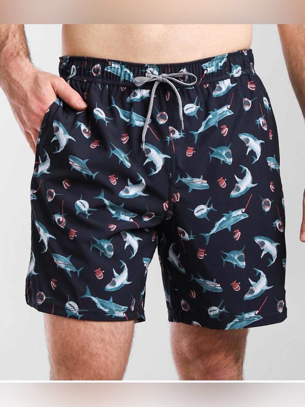 Saxx Swim Trunks Oh Buoy 2N1 Volley 7 inch inseam toothbrush shark